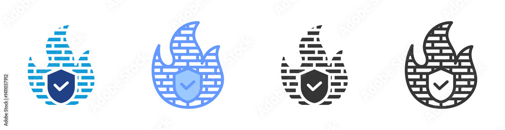 Poster Firewall icon set multiple style collection