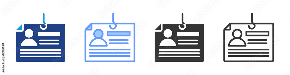 Poster phishing icon set multiple style collection