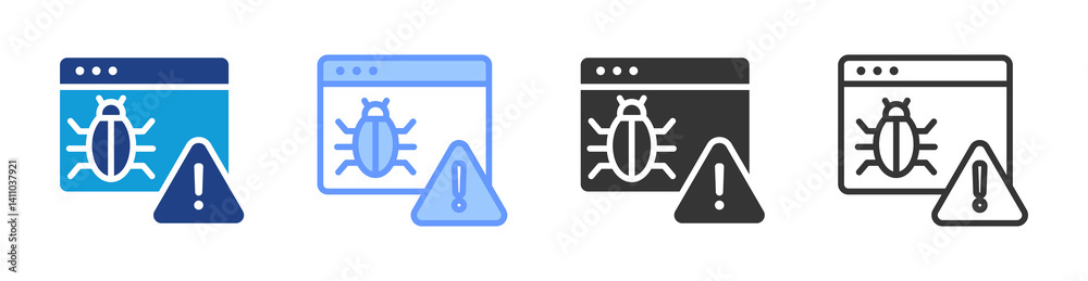 Poster Malware icon set multiple style collection