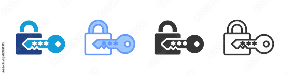Poster Password icon set multiple style collection