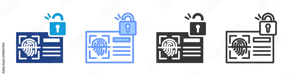 Aufkleber biometric authentication icon set multiple style collection