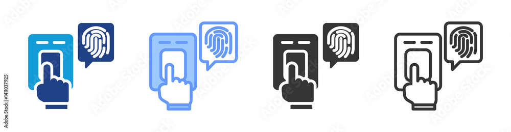 Poster biometric icon set multiple style collection