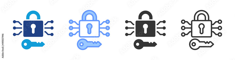 Aufkleber cryptography icon set multiple style collection