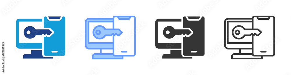 Poster Two Factor Authentication icon set multiple style collection