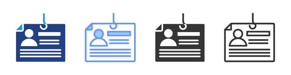 Phishing icon set multiple style collection