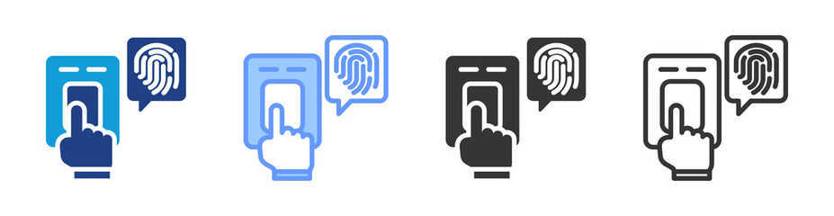Biometric icon set multiple style collection
