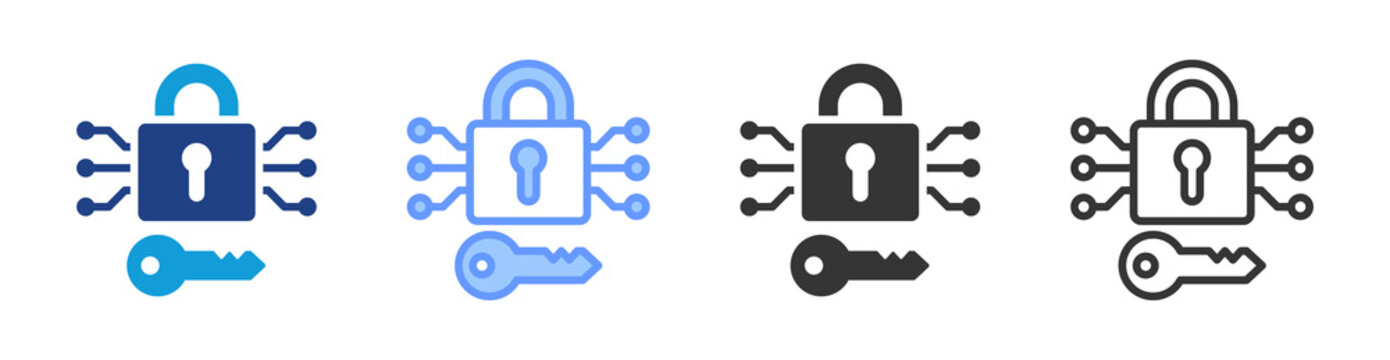 Cryptography icon set multiple style collection