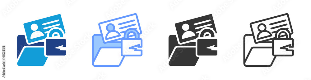 Poster Data Breach icon set multiple style collection