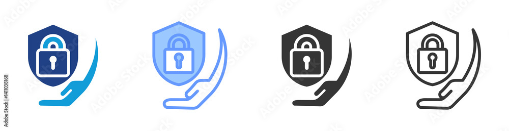 Aufkleber Cyber Defence icon set multiple style collection