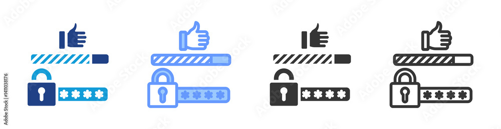 Poster Password Strength icon set multiple style collection