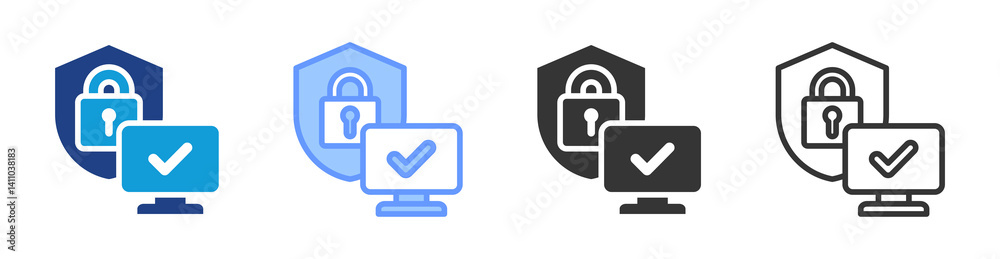 Poster cyber hygiene icon set multiple style collection