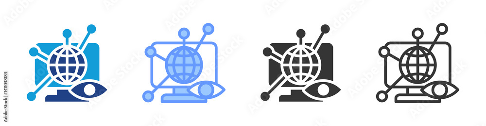 Poster Network Monitoring icon set multiple style collection