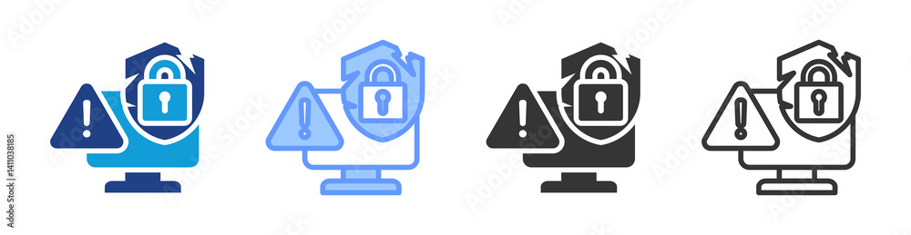 Poster Zero Day Vulnerability icon set multiple style collection