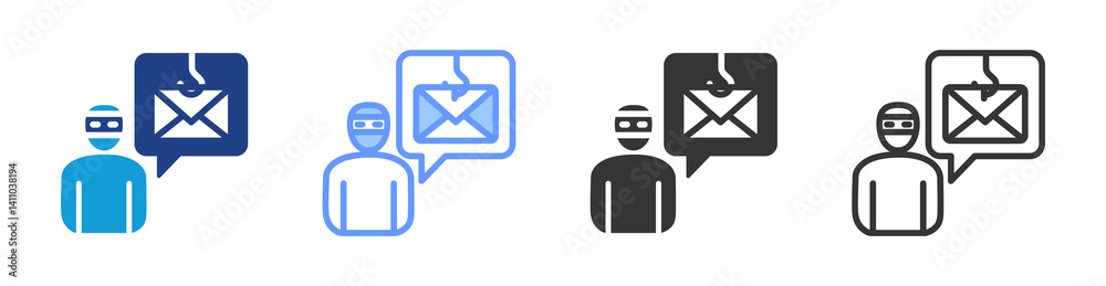 Poster Phishing Email icon set multiple style collection