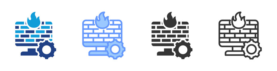 Firewall Configuration icon set multiple style collection