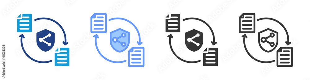 Poster Secure File Transfer icon set multiple style collection