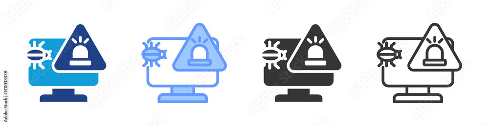 Poster cyber security incident icon set multiple style collection
