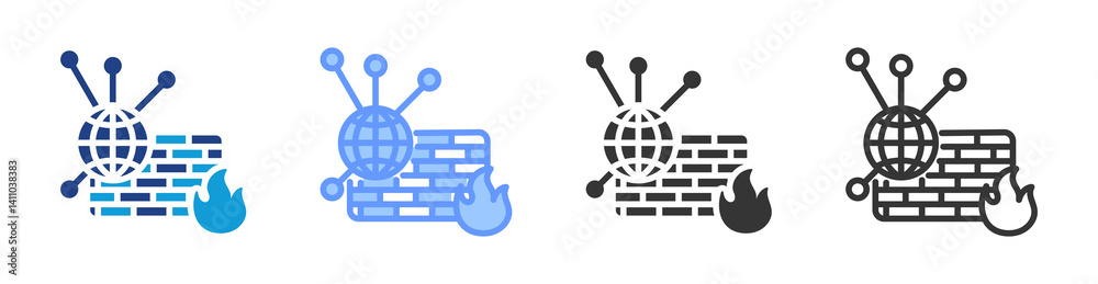 Poster Network Firewall icon set multiple style collection