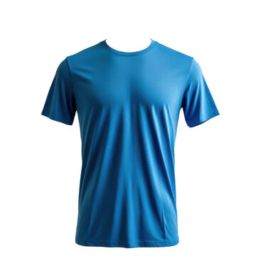 Playera azul aislada sobre fondo transparente. PNG.