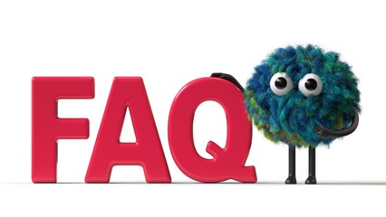 Fluffy, cute monster next to 