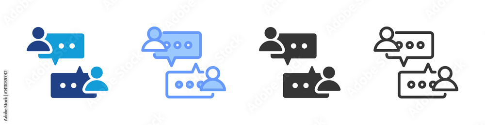 Poster communication icon set multiple style collection