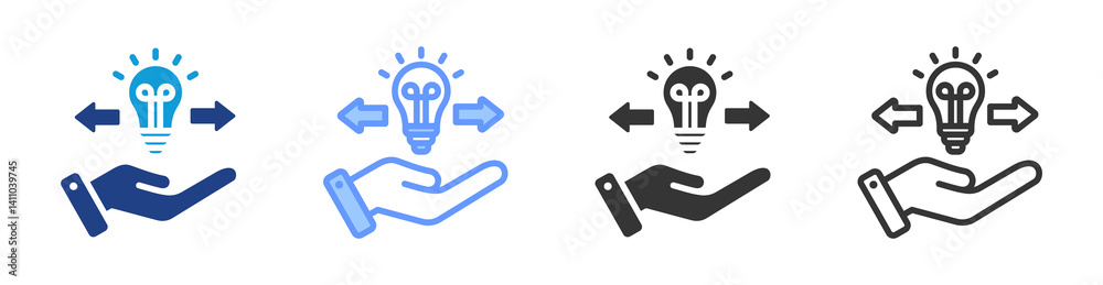 Poster Knowledge Sharing icon set multiple style collection