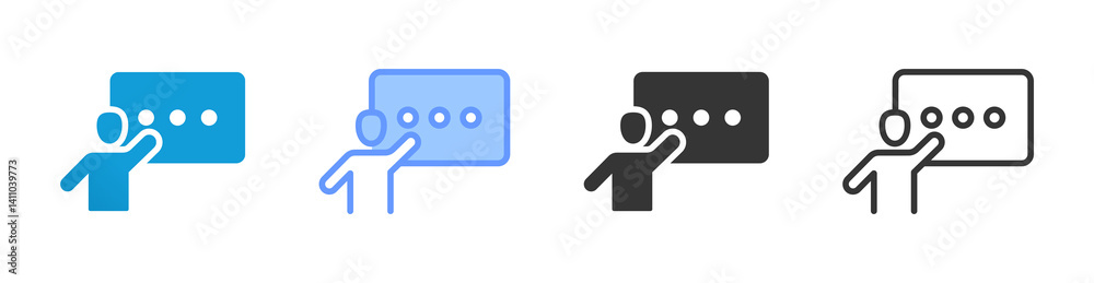 Poster Teaching icon set multiple style collection