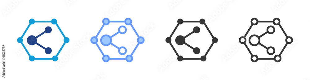 Poster Sharing icon set multiple style collection