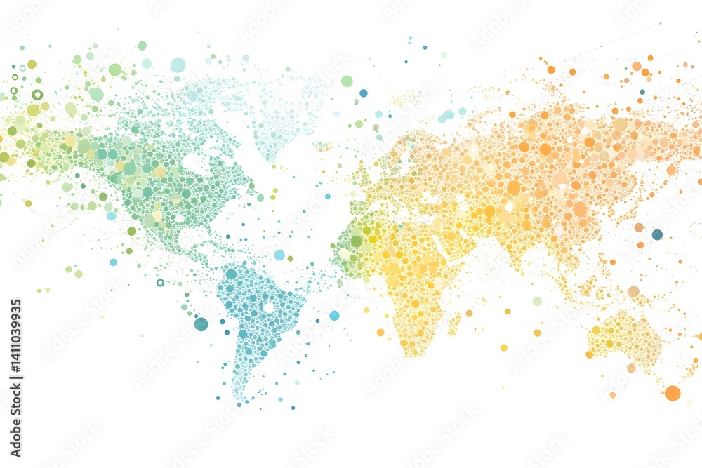 Wall mural global network connection world map , generative ai