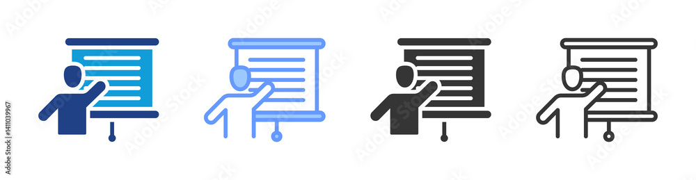 Poster teacher icon set multiple style collection
