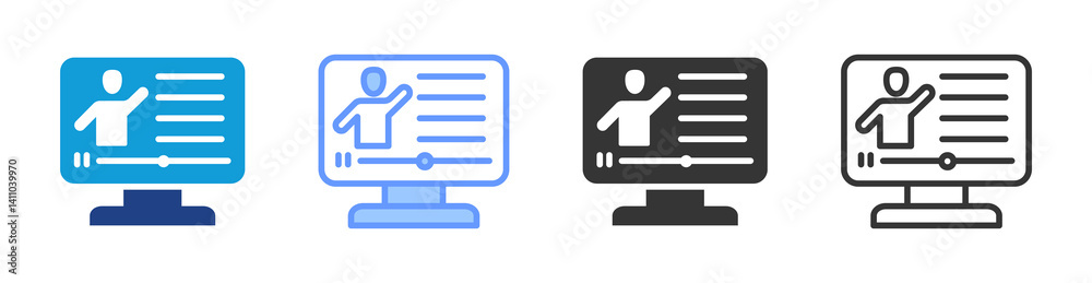 Poster E Learning icon set multiple style collection