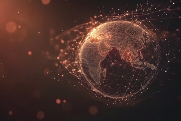 Obraz premium Global network connection world map , Generative AI