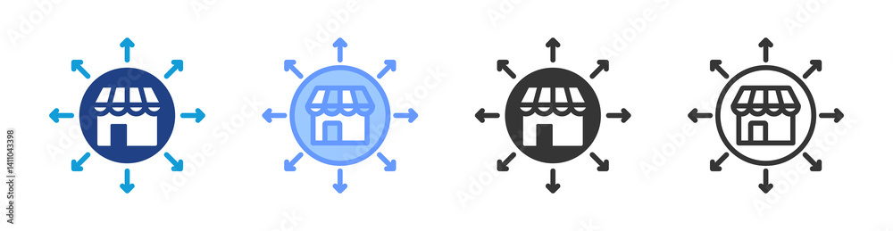 Aufkleber expansion icon set multiple style collection