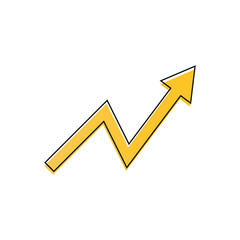 Yellow business growth symbol vector illustration design. Arrow show success of business strategy. 