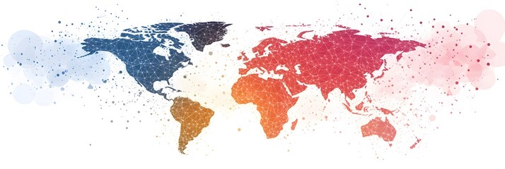 Obraz premium Global network connection world map , Generative AI