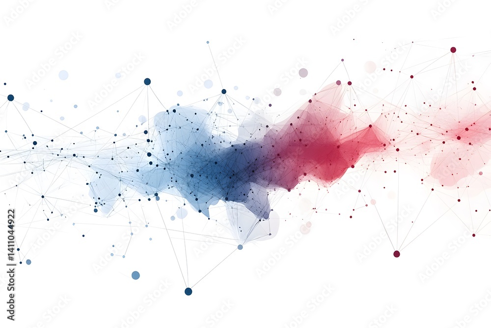 Wall mural global network connection world map , generative ai