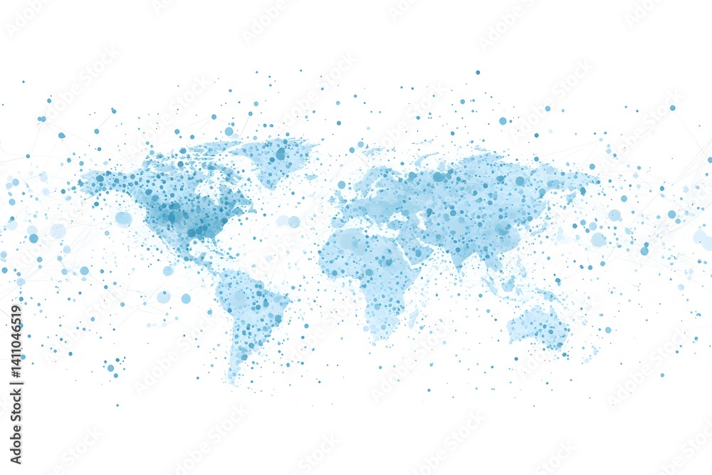 Wall mural global network connection world map , generative ai