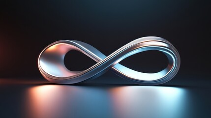 Sleek Metallic Infinity Symbol Against a Gradient Dark Backdrop