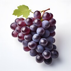 Fototapeta premium A single ripe grape with a smooth, glossy surface and rich purple hue, placed on a plain white background.