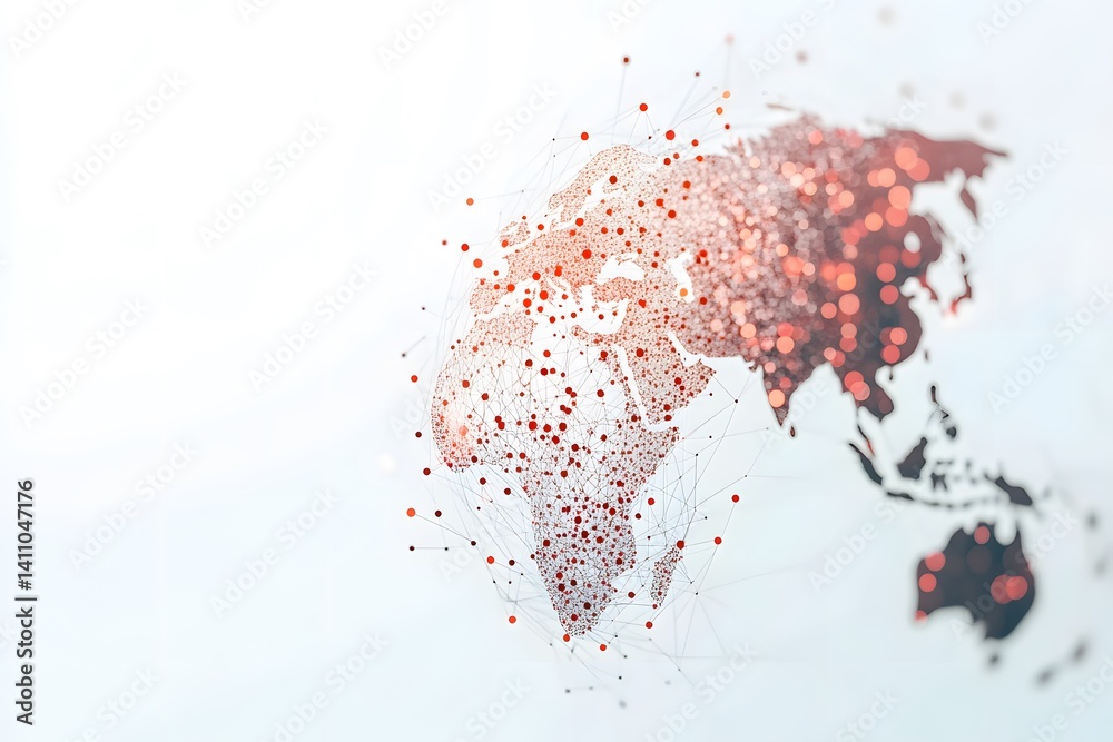 Wall mural global network connection world map , generative ai