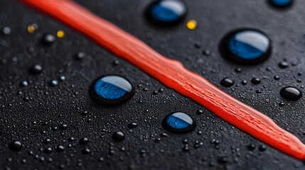 Abstract Design With Red Drips And Water Droplets