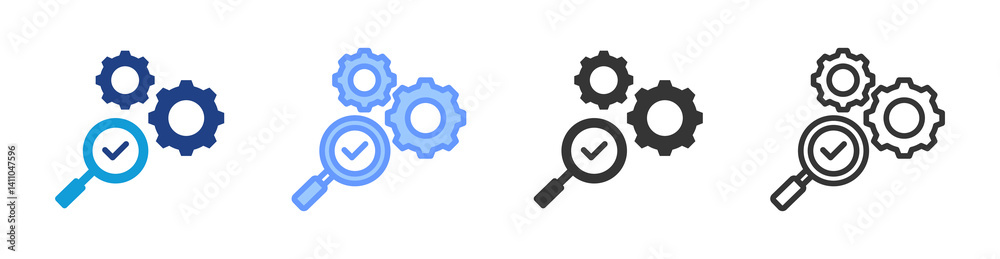 Aufkleber inspection icon set multiple style collection