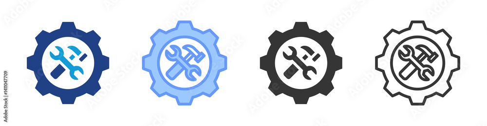 Poster maintenance management icon set multiple style collection