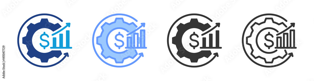 Poster Asset Utilization icon set multiple style collection