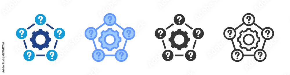 Poster Five Whys icon set multiple style collection