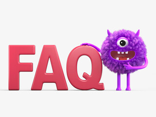 Fluffy, cute monster next to 