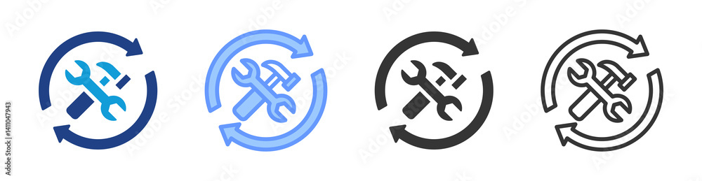 Poster maintenance icon set multiple style collection