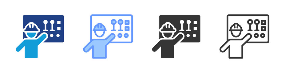 Operator Training icon set multiple style collection