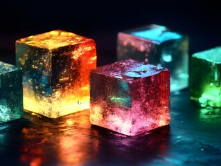 Vibrant Colorful Illuminated Cubes Abstract Background