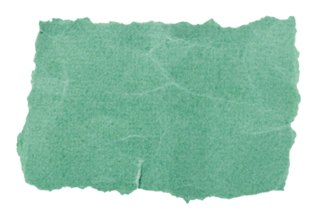 Scrap of textured teal green torn paper isolated element for design
